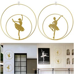 2Pcs 11″ Gold Round Metal Ballet Wall Art Decor Minimalist Hanging Sign for L…
