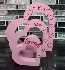 Valentine’s/Mother’s Day Sign Decoration- Hand painted Wooden hearts