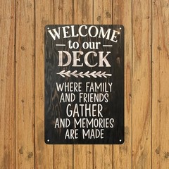 Farmhouse Gathering Deck Metal Sign Indoor Kitchen Bedroom Wall Art