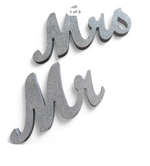 Silver Glitter Wood Freestanding Mr & Mrs Wedding Decorative Letters Set