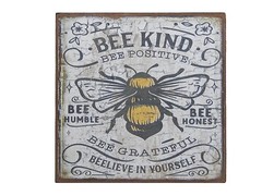 Bee Kind Positive Humble Honest Grateful Vintage Sign Shelf Sitter Decor 5″ x 5″