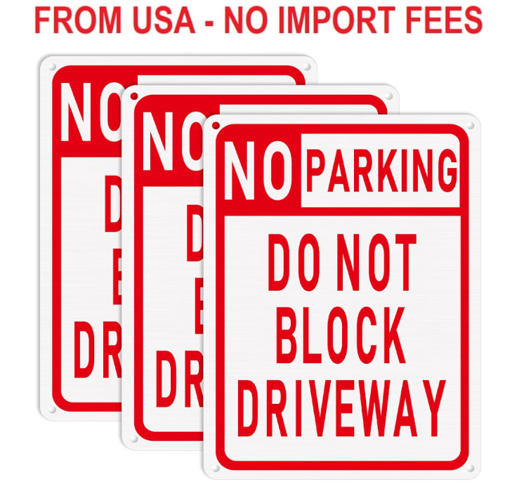 Tandefio 3 Pcs No Parking Sign Do Not Block Driveway 10 x 14 Inches Aluminum Met