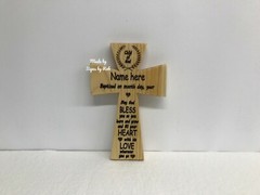 5 1/2″ x 8″ Wood baptism cross (customize name and date) Great Gift Idea.
