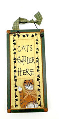 Primitive Cat Wall Decor Signs Set Cat-astrophy Zone Cats Gather Here Rustic