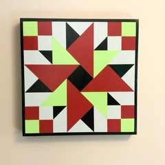 Barn Quilt Sign Wall Plaque Hand Crafted Hand Painted On Wood 15” X 15” X 1.5”