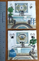 Set of 2 C Winterle Olson 3D 5.5” Wall Art Resin Plaque Bathtub Bathroom