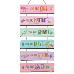 Set of 6 Watercolor Dinosaur Wall Art Decors Rustic Wooden Motivational Wall …