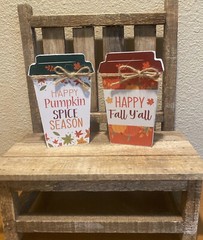 Pumpkin Spice Wood Sign, Happy Fall Y’All Wood Sign, Fall Drink Decor Set Of 2