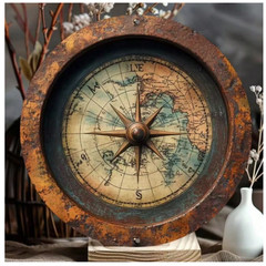 Vintage World Map Metal Wall Art 8×8 Inch Round Aluminum Sign Ideal For Home Bar