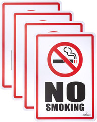 No Smoking Sign (4 Pack) 10 X 7 Inches, Waterproof, Long-Lasting Self Adhesive,