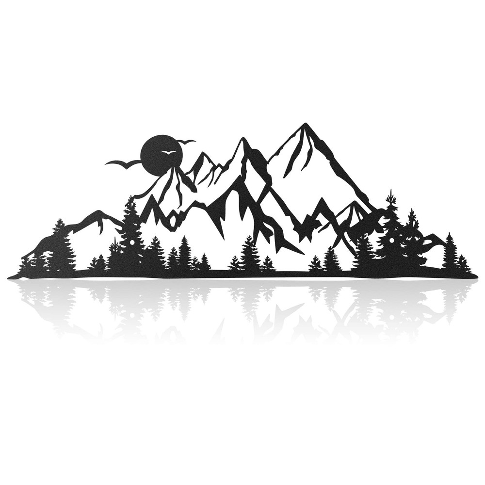 Metal Mountain Wall Art Blue Ridge Mountain Wall Decor Nature Forest Tree Sti…