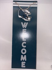 wooden welcome sign (18 in X 6) Philadelphia Eagles Decor, Football