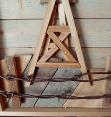 Farmhouse Windmill Barb Wire Wood Shadow Box Picture Decor Americana 11.75″