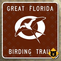 Great Florida Birding Trail highway marker road sign brown 16×16