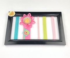 HOBBY LOBBY Girl’s Room Wall Decor Black Frame Pink, Green Ribbons 16” x 10”