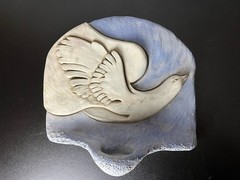 Heavy Art Concert Spring Bird Dove Blue Wall Hanging Outdoor Decor Holder Feeder