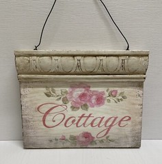 RARE DEBI COULES SHABBY COTTAGE CHIC PINK ROSES ART PRINT WOOD MOLDING SIGN