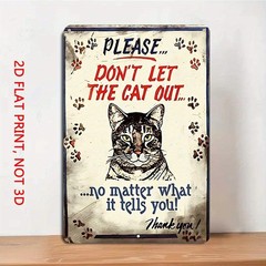 Vintage Metal Tin Sign 8×12 Funny Cat Wall Art
