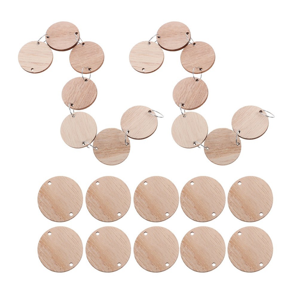 50 Pcs Hanging Birthday Board Calendar Wooden Circles Round Slices for