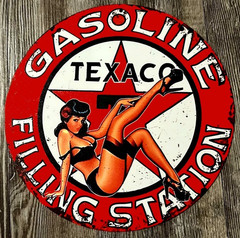 Texaco Filling Station 12″ Diameter Vintage Novelty Metal Sign Made In USA New!