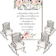 5 Pcs Memorial Table Sign for Wedding Chair Wooden white