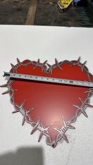 Metal Heart with Barbed Wire Metal Art Sign