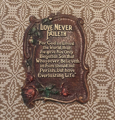 Christian Bible Verse Resin Wall Plaque, Scroll Floral, Vertical Hanging