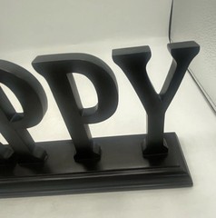 Wood Happy Tabletop Sign Rustic Shelf Mantel Home Decor 13 In Espresso Color