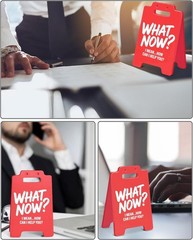 Durable ‘What Now?’ Desk Sign – Hilarious Office Decor for Colleagues & Bosses