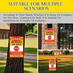 3 Pack Beware of Dog Sign, 8X12 Inches, Aluminum Metal, No Trespassing Sign