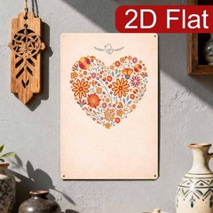 Industrial Worn Boho Floral Heart Bird Metal Sign Home Decor Shop Wall Decor