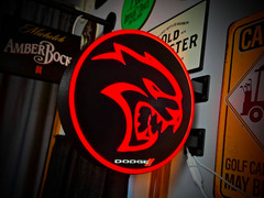 Dodge Hellcat LED Lightbox Sign 3D Printed Round Wall Mount Man Cave