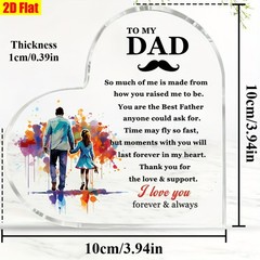 Heart Acrylic Plaque Watercolor Splash Father Daughter Walk Mustache Dad Gift