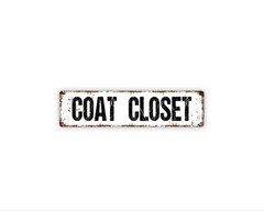 Coat Closet Sign Metal Wall Decor for Entryway Hallway Mudroom Organization