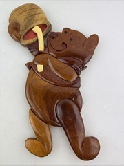 Handmade Glossy Finish Winnie The Pooh 3D Wooden Wall Art Nursery Home Decor