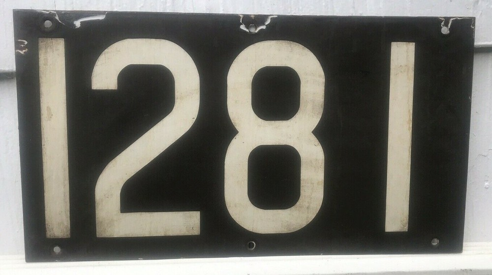 1936 R-6-2 New York Subway Baked Enamel Painted Number Sign 1281 Pullman