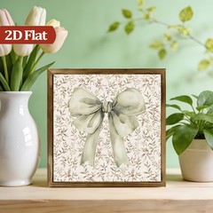 2D Green Bow Wooden Plaque for Garden Room Bedroom Office Bathroom Dorm Decor