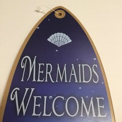 Mermaids Welcome Beach Fantasy Surfboard Sign Wall Art Decor 5×16” Santa Cruz CA