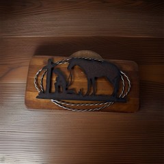 Praying Cowboy Kneeling at Cross Horse Rustic Metal Western Wall Decor Memorial
