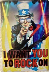 TIN SIGN 8×12 Rock N Roll Uncle Sam Music Bands Guitar America Musicians DD13