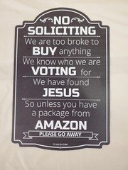 No Soliciting Sign Black 12 X8 Inches