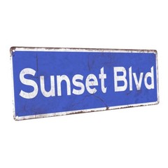 Blue Sunset Blvd. Metal Sign; Wall Decor for Home and Office