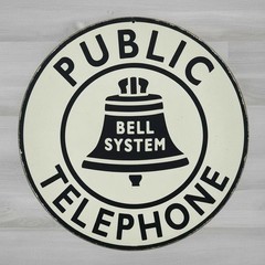 Public Telephone Bell System 12″ Diameter Vintage Novelty Metal Sign Made In USA