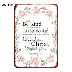 Metal Floral Bible Verse Sign 20.32×30.48 cm Rustic
