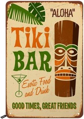 8×12 Tiki Bar Tin Metal Sign Aloha Hawaii Good Times Great Friends