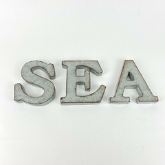 Galvanized Metal SEA 6″ Rustic Wall Hanging Letters Sign Beach Cottage