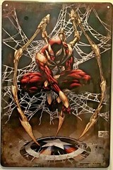 TIN SIGN 8×12 Spiderman Captain America spider web superheroes Marvel comics A92