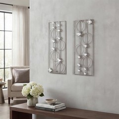 ZEXUIRU 2 Pack Bling Abstract Metal Wall Art Minimalist Line Jeweled Crystal …