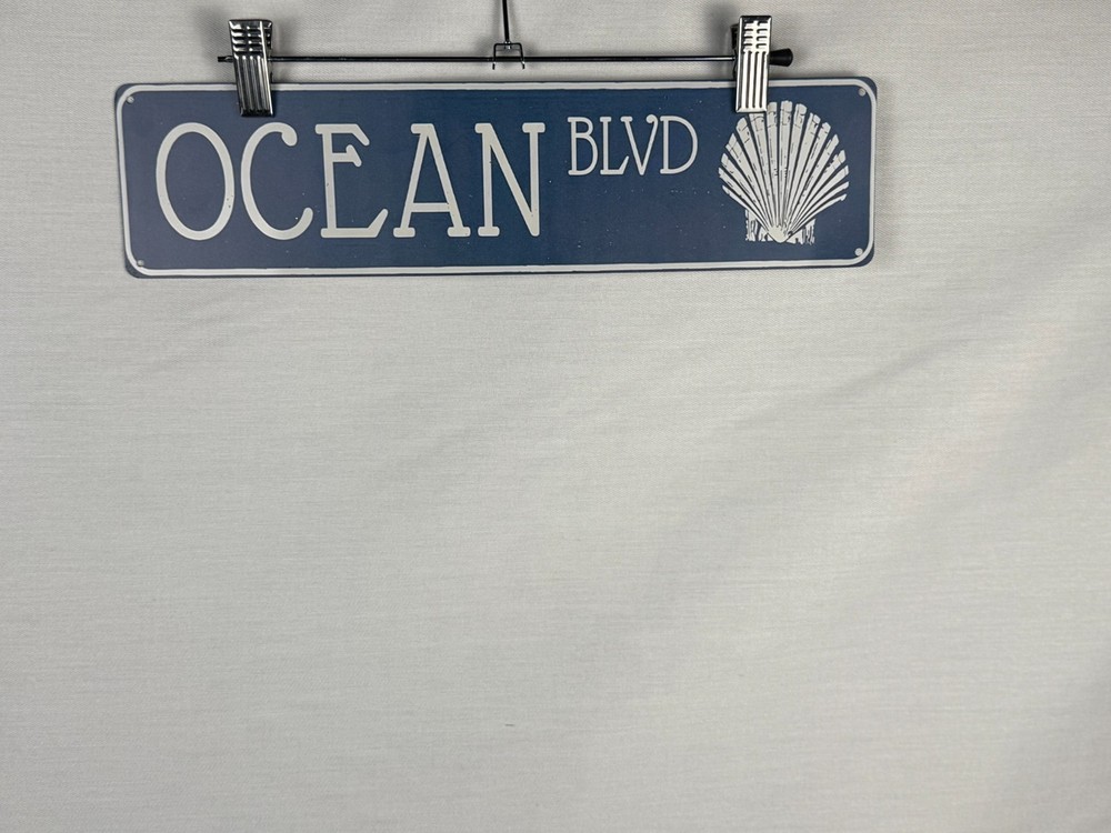 Navy Blue Ocean Blvd Sign with Seashell
