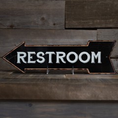 Restroom Left Arrow Vintage Looking Metal Sign 5×17 205170004018